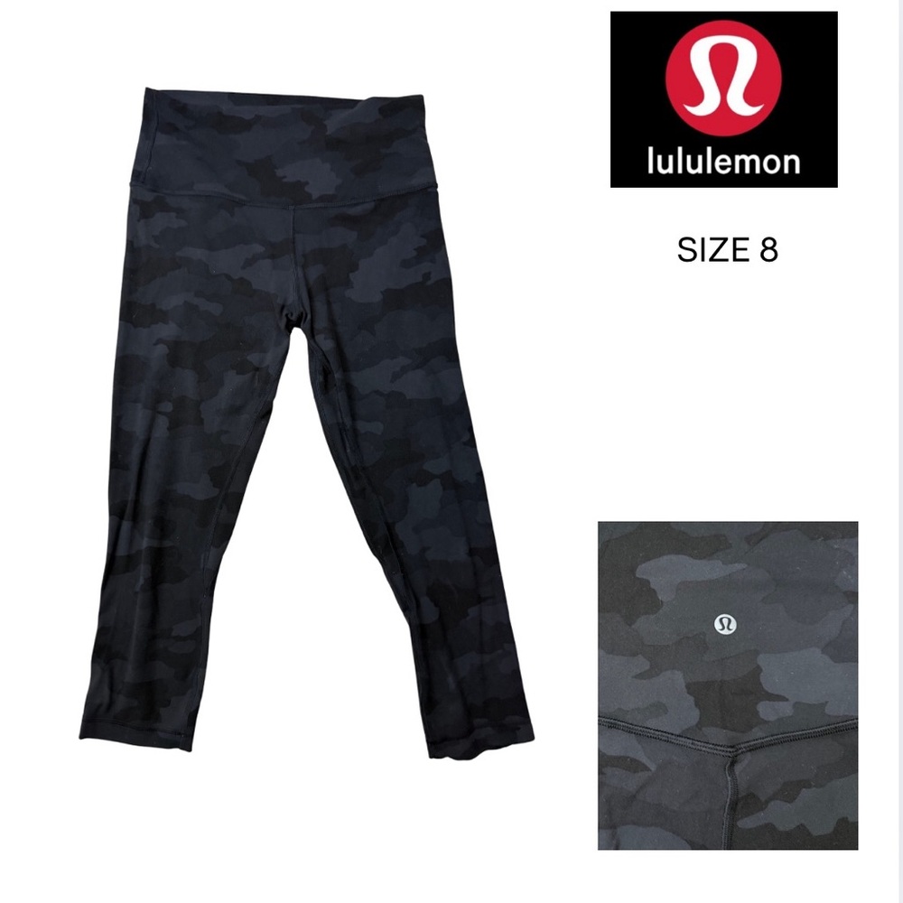 Lululemon Size 8 Black Camo High-Rise Leggings